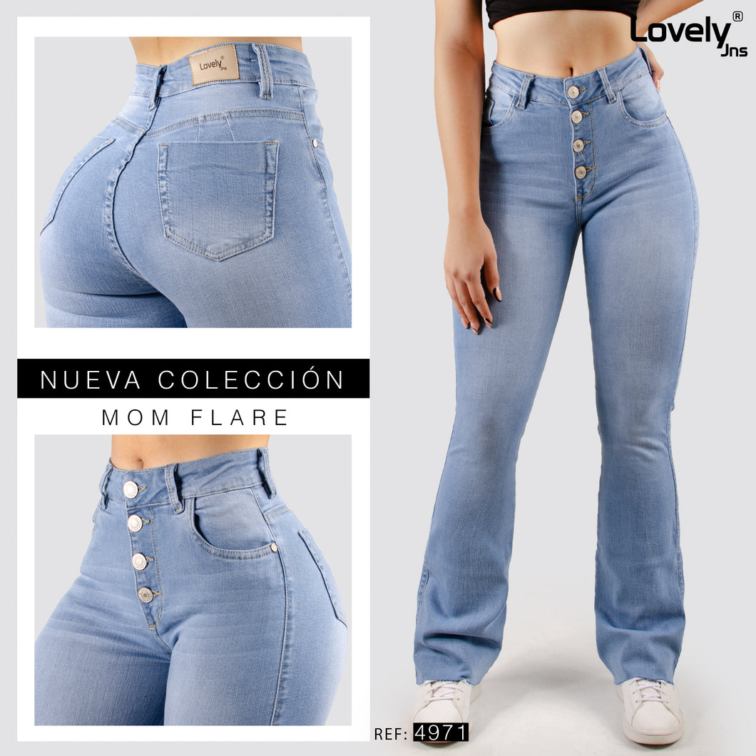 Jeans Mom Flare Tiro Alto 4971